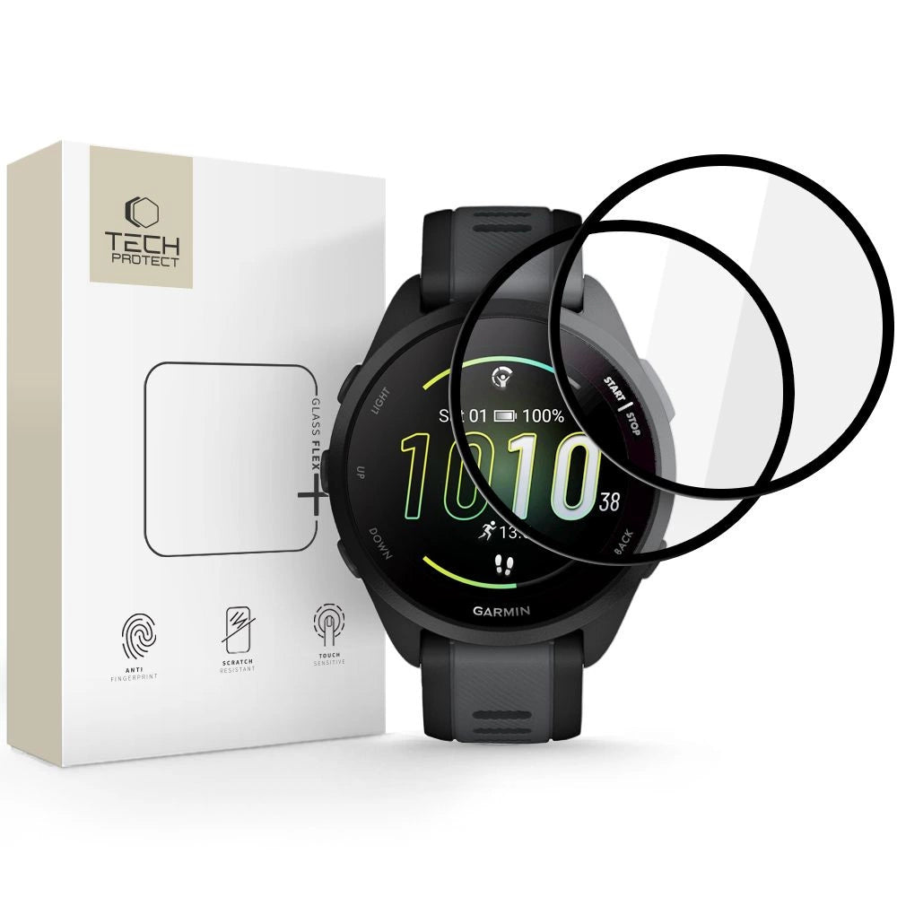 Tech-Protect Glass Flex+ 2-pack hybridglas til Garmin Forerunner 165 - sort