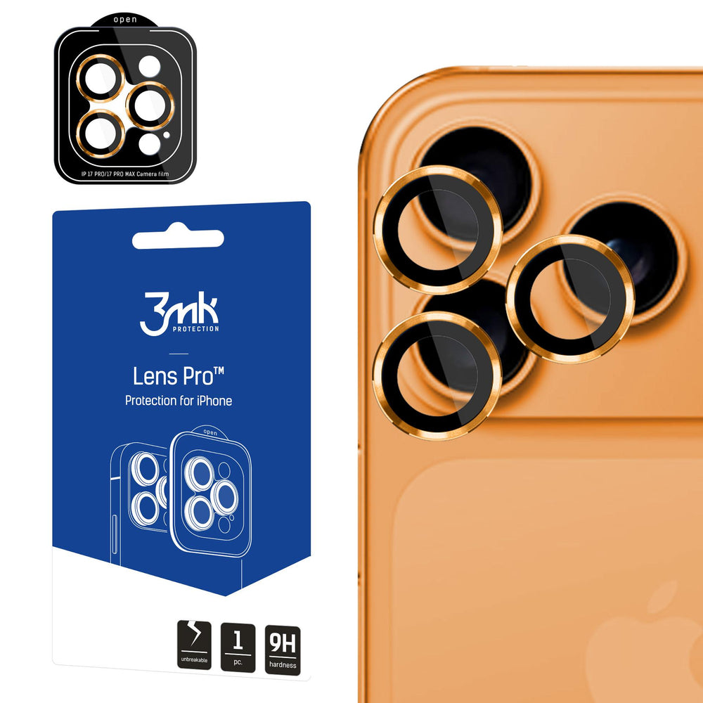 3mk Lens Protection Pro hærdet glas til iPhone 17 Pro / 17 Pro Max - Orange