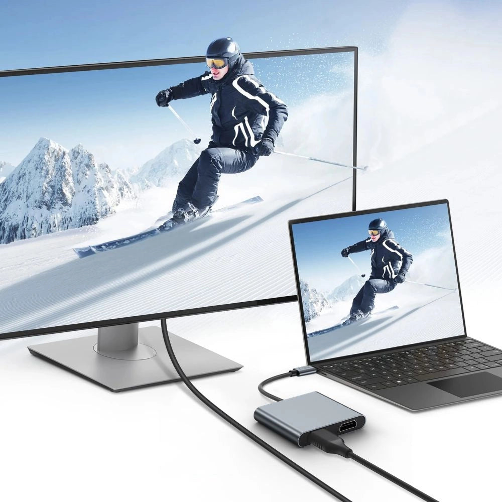 Tech-Protect HB08 4in1 USB-C + USB2.0 + 2 x HDMI 4K 60HZ adapter - grå