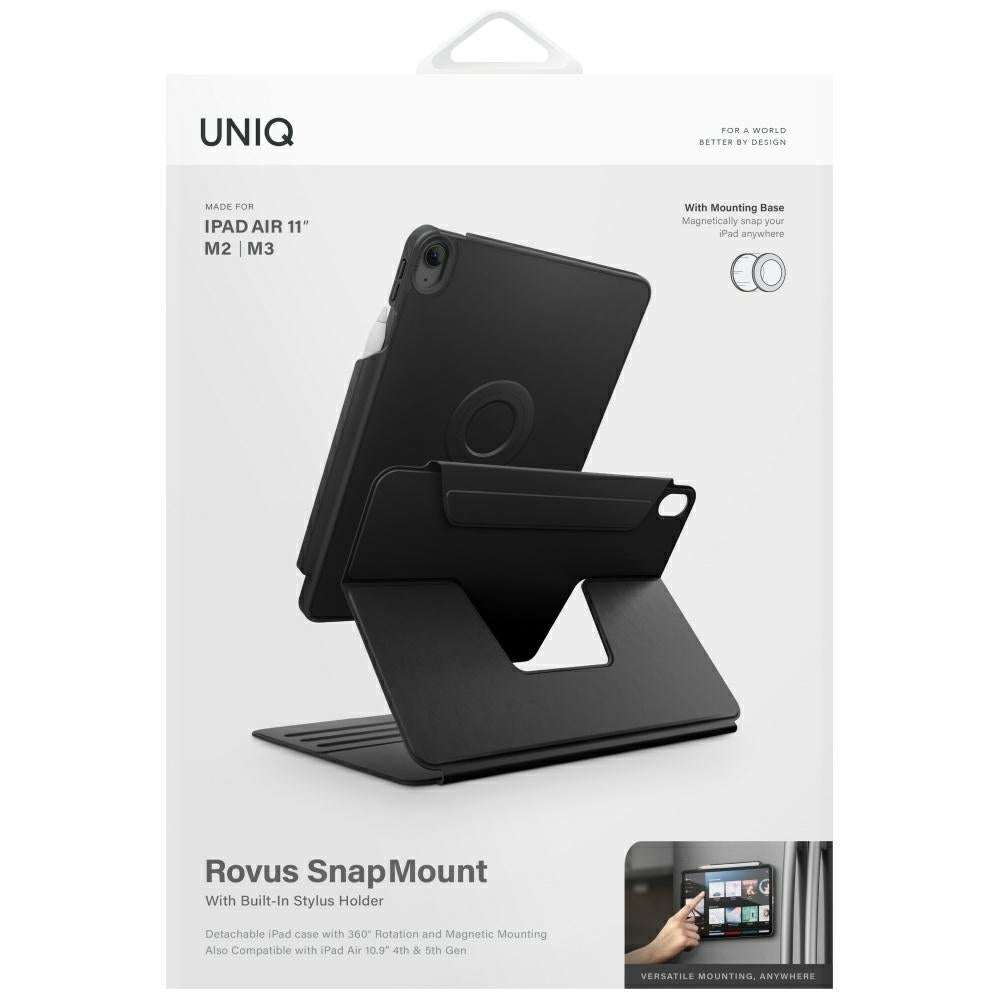 Uniq Rovus Snapmount Magnetic 360 Rotating Detachable Case til iPad Air 11" 2024 / 2025 / iPad Air 10.9" 2020 / 2022 - sort