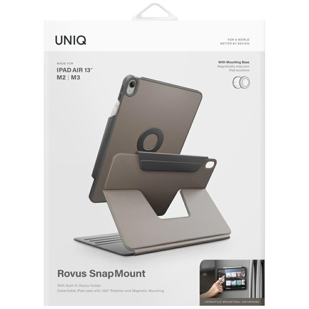 Uniq Rovus Snapmount Magnetic 360 Rotating Detachable Case for iPad Air 13" 2024 / 2025 - Grå