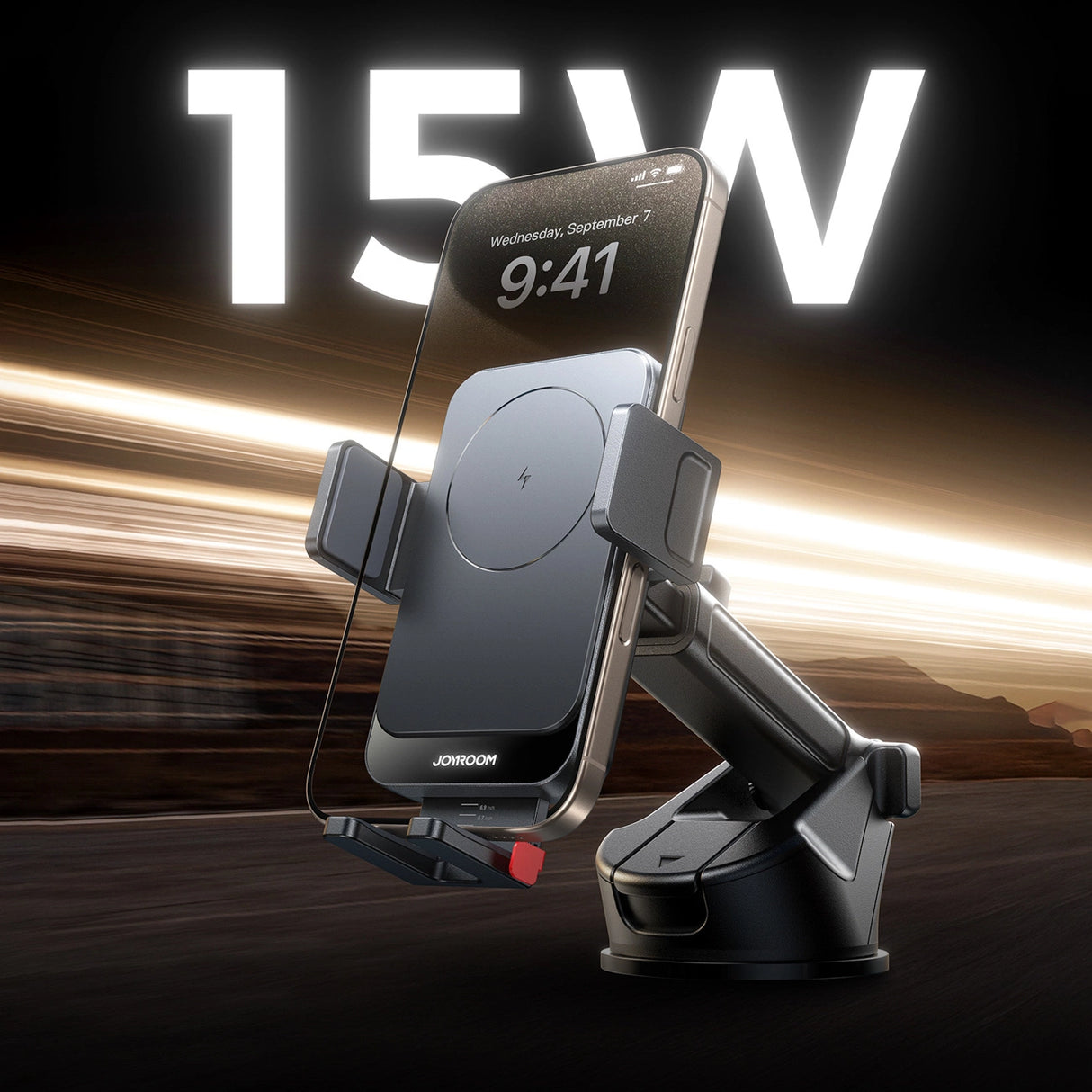 Joyroom JR-ZS241S bilstøbe med induktiv opladning til instrumentbrættet - sort