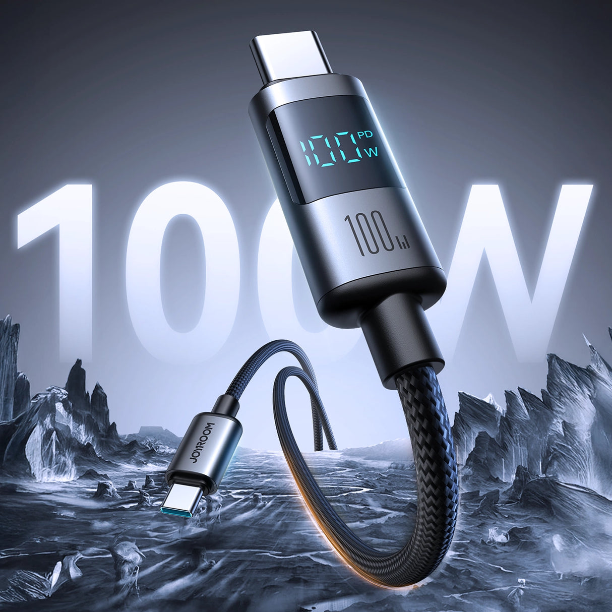 Joyroom S-A16 Pro Prism Series 100W USB-C-kabel - USB-C med digital skærm 1,2 m - sort