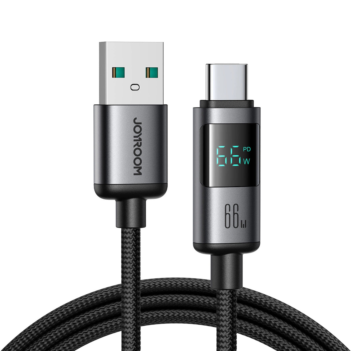 Joyroom S-A16 Pro Prism Series 66W USB-A - USB-C-kabel med skærm 1,2 m - sort