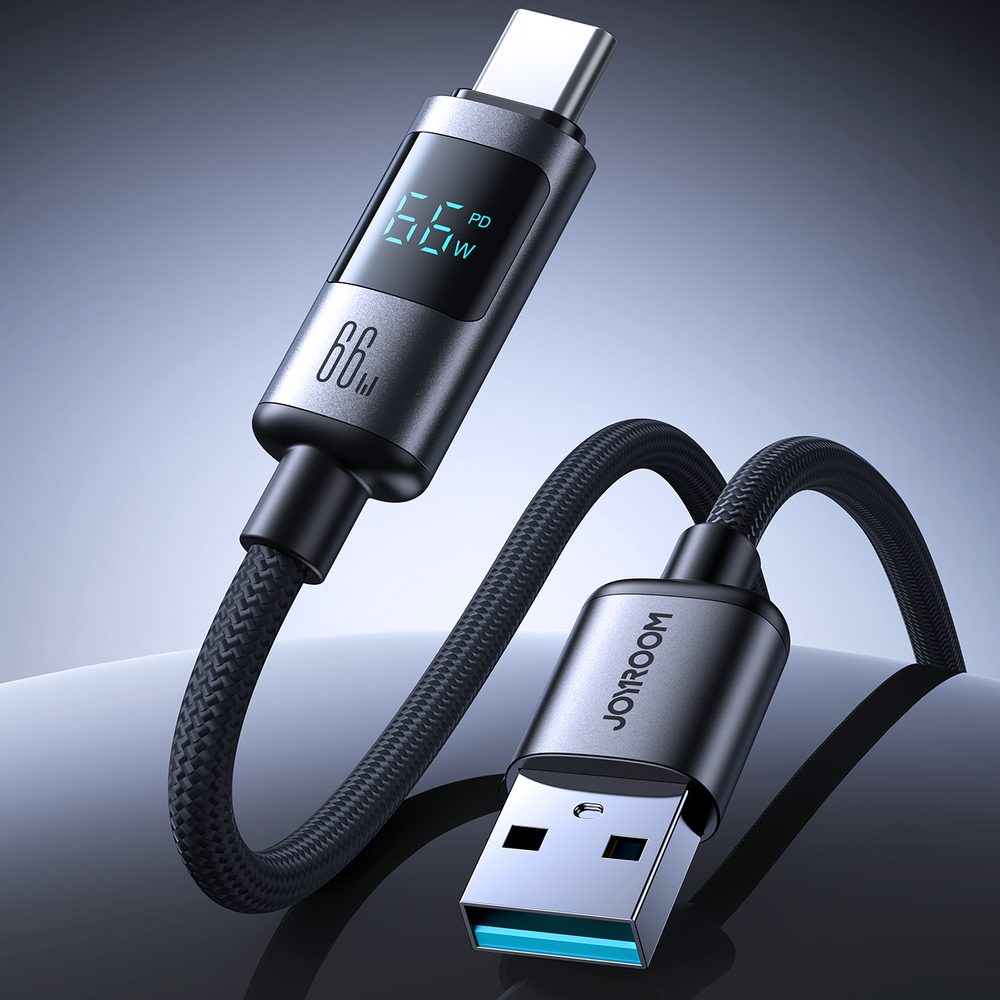 Joyroom S-A16 Pro Prism Series 66W USB-A - USB-C Cable with Display 1.2m - Black