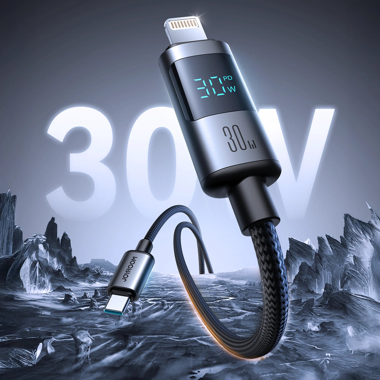 Joyroom S-A16 Pro Prism Series 30W USB-C - Lightning Cable med skærm 1,2 m - sort