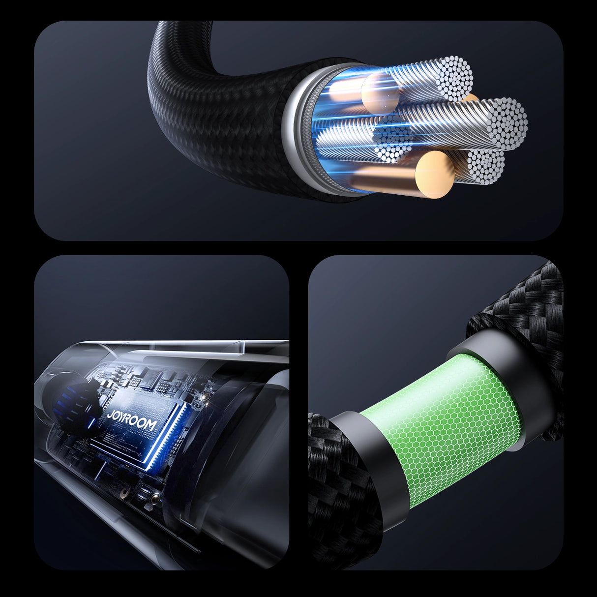 Joyroom S-A16 Pro Prism Series 3A USB-A - Lightning Cable med skærm 1,2 m - sort