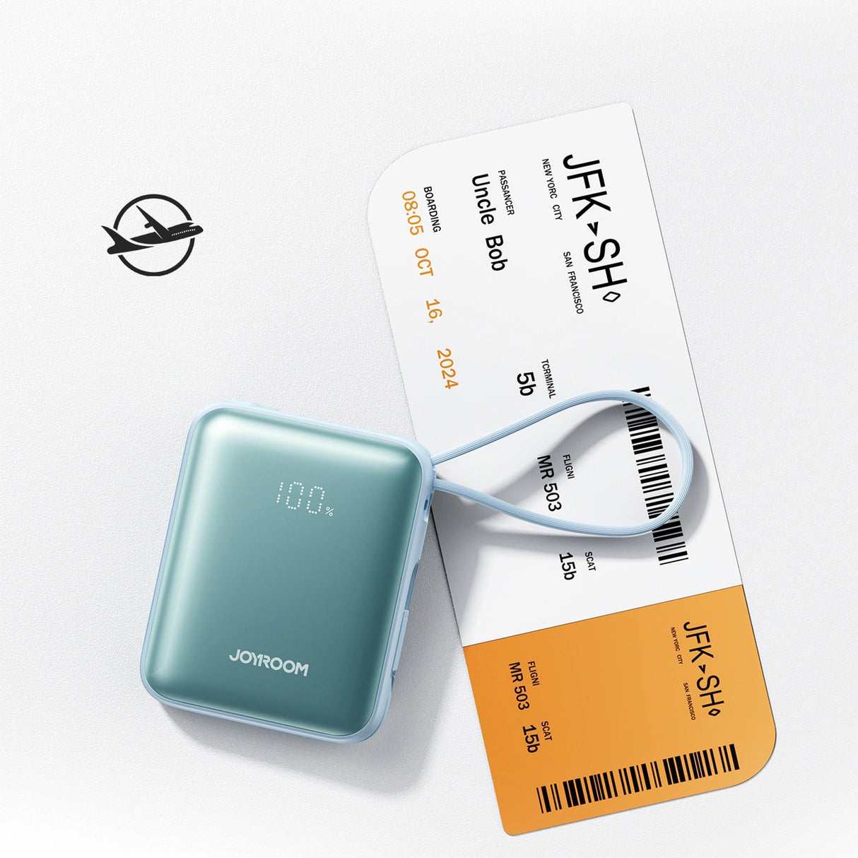 Joyroom JR-PBF27 22.5W 10000mAh Powerbank med to indbyggede kabler - Blå