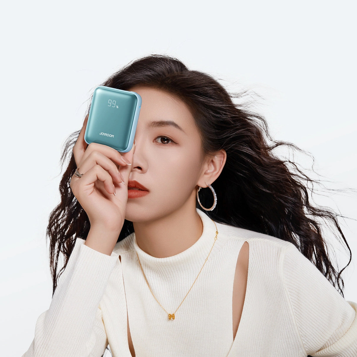 Joyroom JR-PBF27 22.5W 10000mAh Powerbank med to indbyggede kabler - Blå