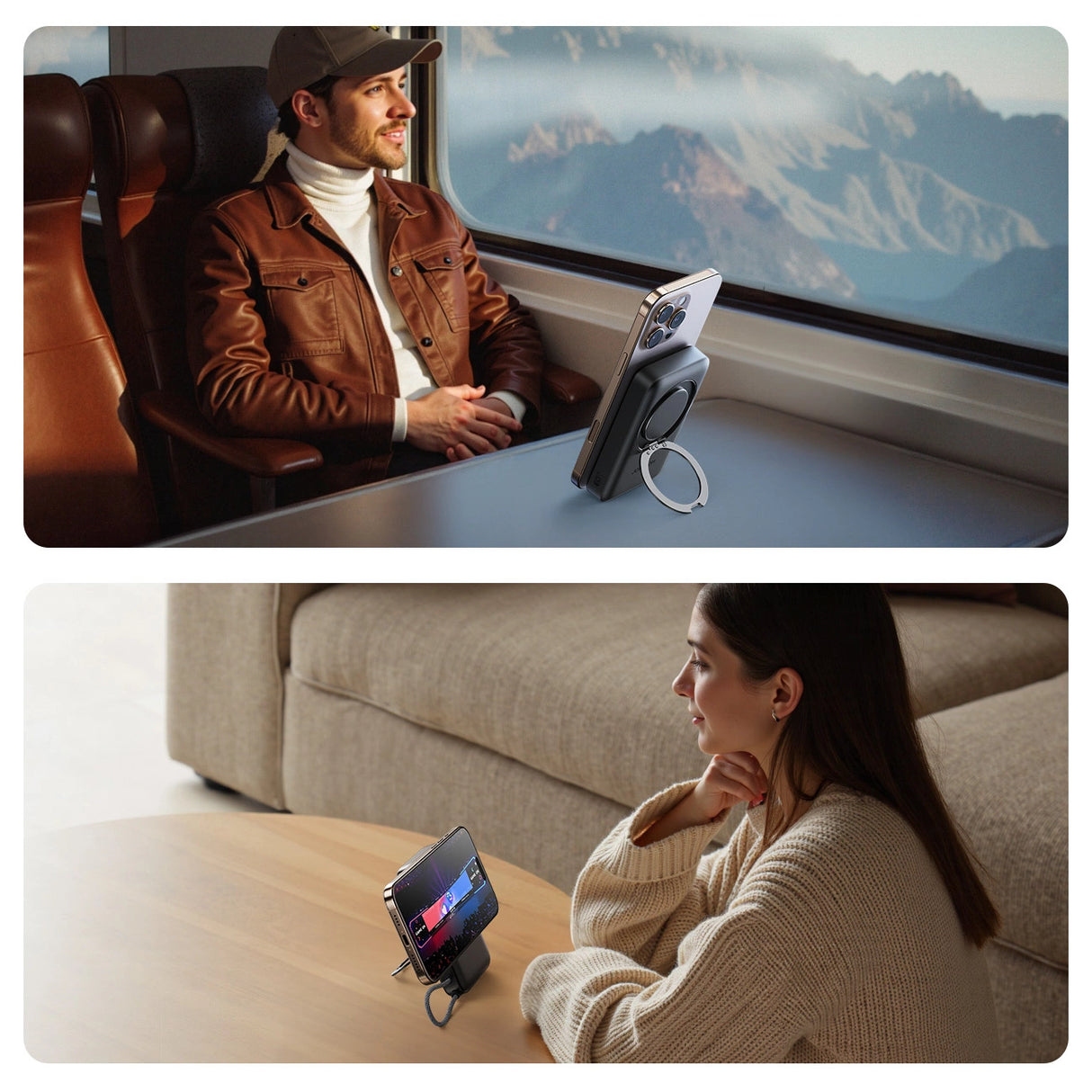 Joyroom JR-PBM02 Powerbank 22.5W 10000mAh 3in1 Magnetisk Induktiv Kompatibel med MagSafe med indbygget kabel - sort