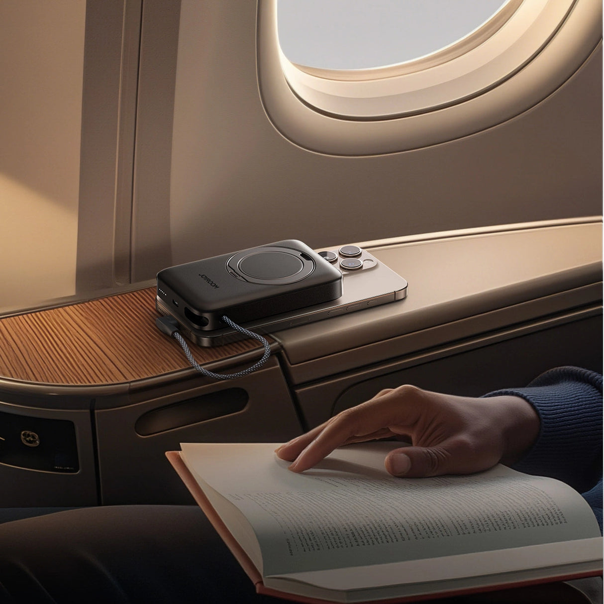 Joyroom JR-PBM02 Powerbank 22.5W 10000mAh 3in1 Magnetisk Induktiv Kompatibel med MagSafe med indbygget kabel - sort