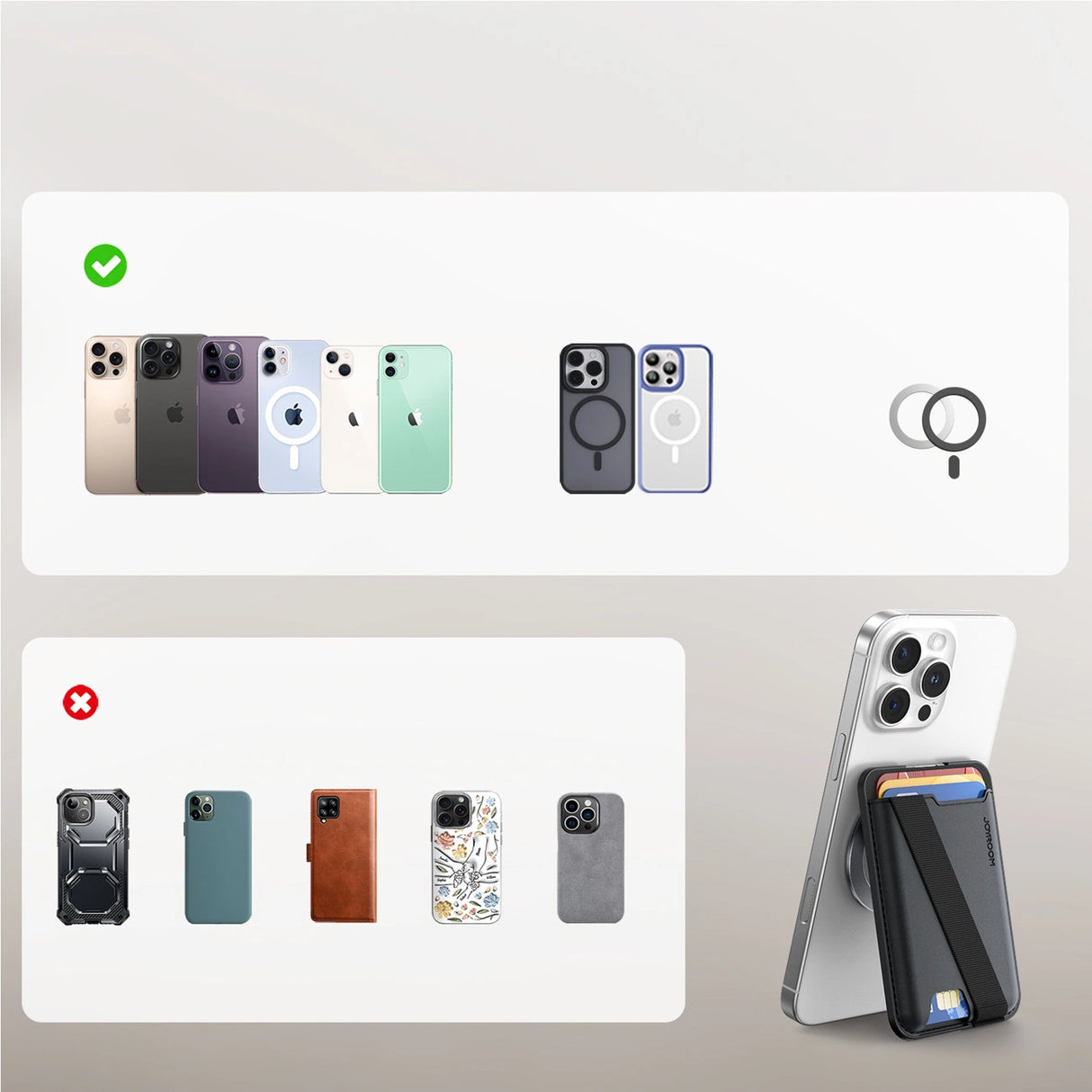 Joyroom JR-ZS432 Magnetic Wallet Kompatibel med MagSafe - sort