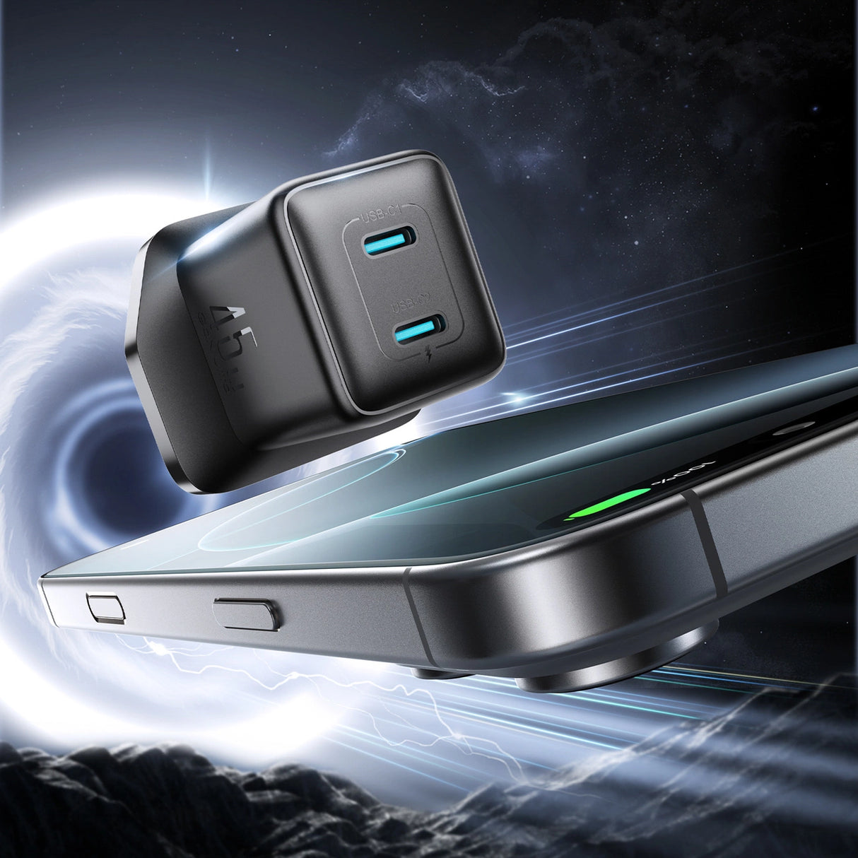 Joyroom JR-TCG17 45W 2 x USB-C vægoplader (UK plug) - sort