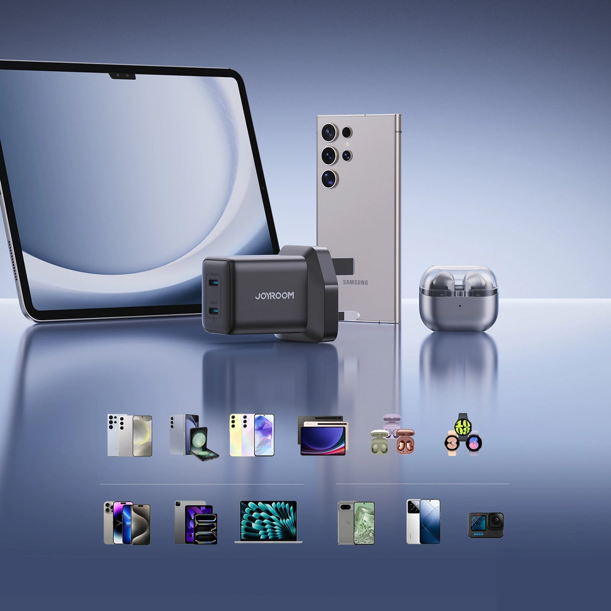 Joyroom JR-TCG17 45W 2 x USB-C vægoplader (UK plug) - sort