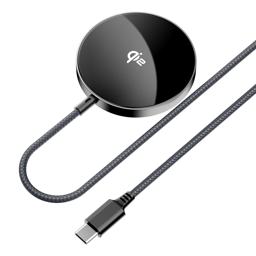 Acefast E24 Qi2 15W magnetisk induktiv oplader med 1,2 m USB-C kabel - sort