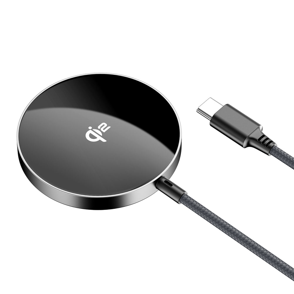 Acefast E24 Qi2 15W magnetisk induktiv oplader med 1,2 m USB-C kabel - sort
