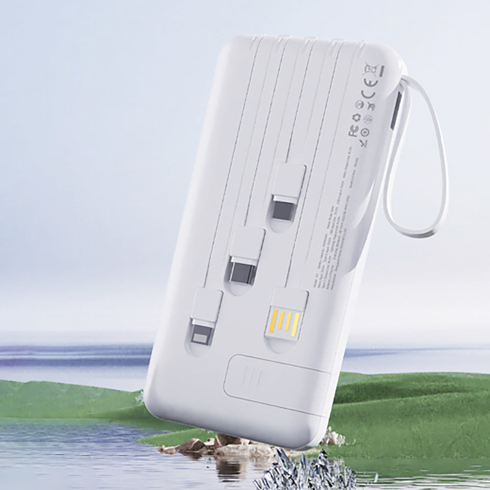 Dudao K11 10000mAh Powerbank with Built-in Cables - White