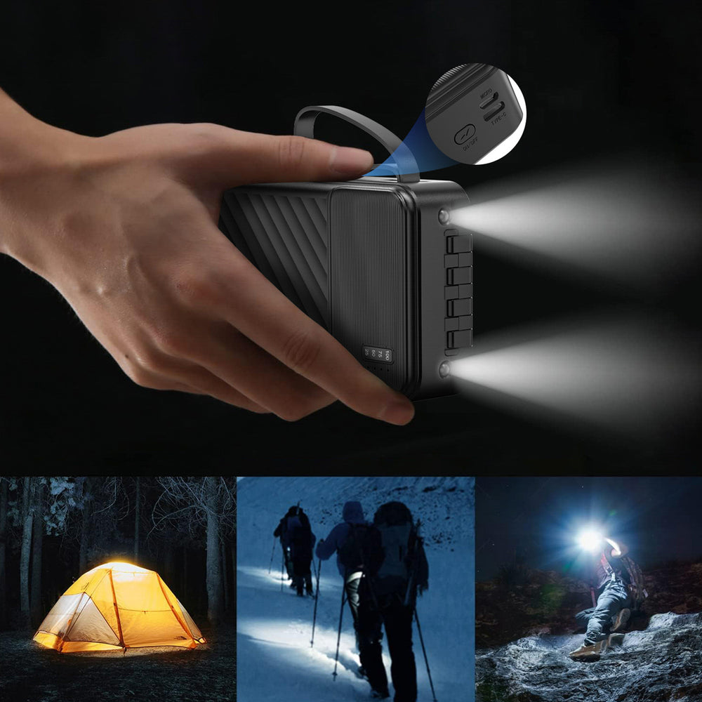 Dudao K11 Max 30000mAh Powerbank med indbyggede kabler - sort