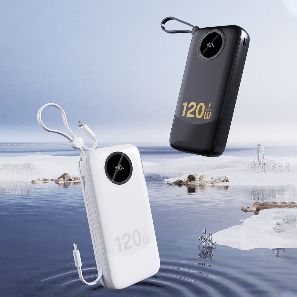 Dudao K13Pro 20000mAh Powerbank med indbygget kabel - sort