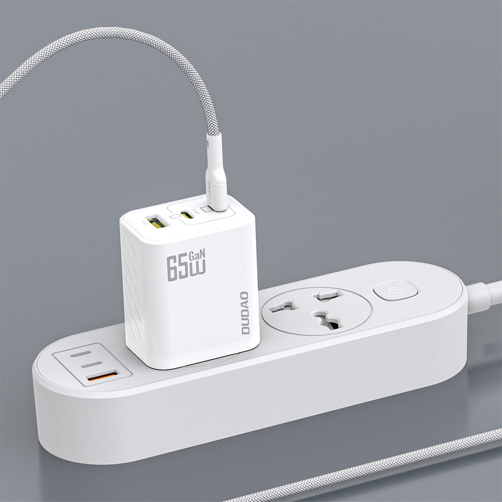 Dudao A29C 65W GaN Wall Charger + USB-C-kabel - hvid