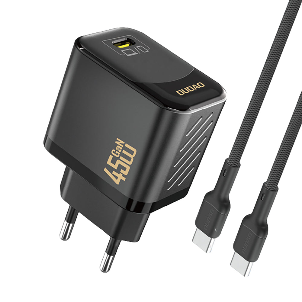 Dudao A28C 45W GaN Wall Charger + USB-C Cable - sort