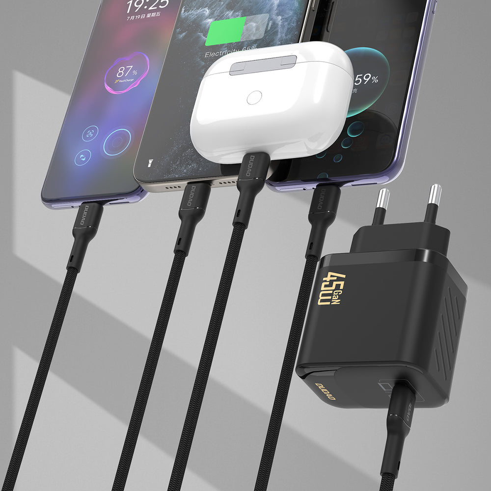 Dudao A28C 45W GaN Wall Charger + USB-C Cable - sort