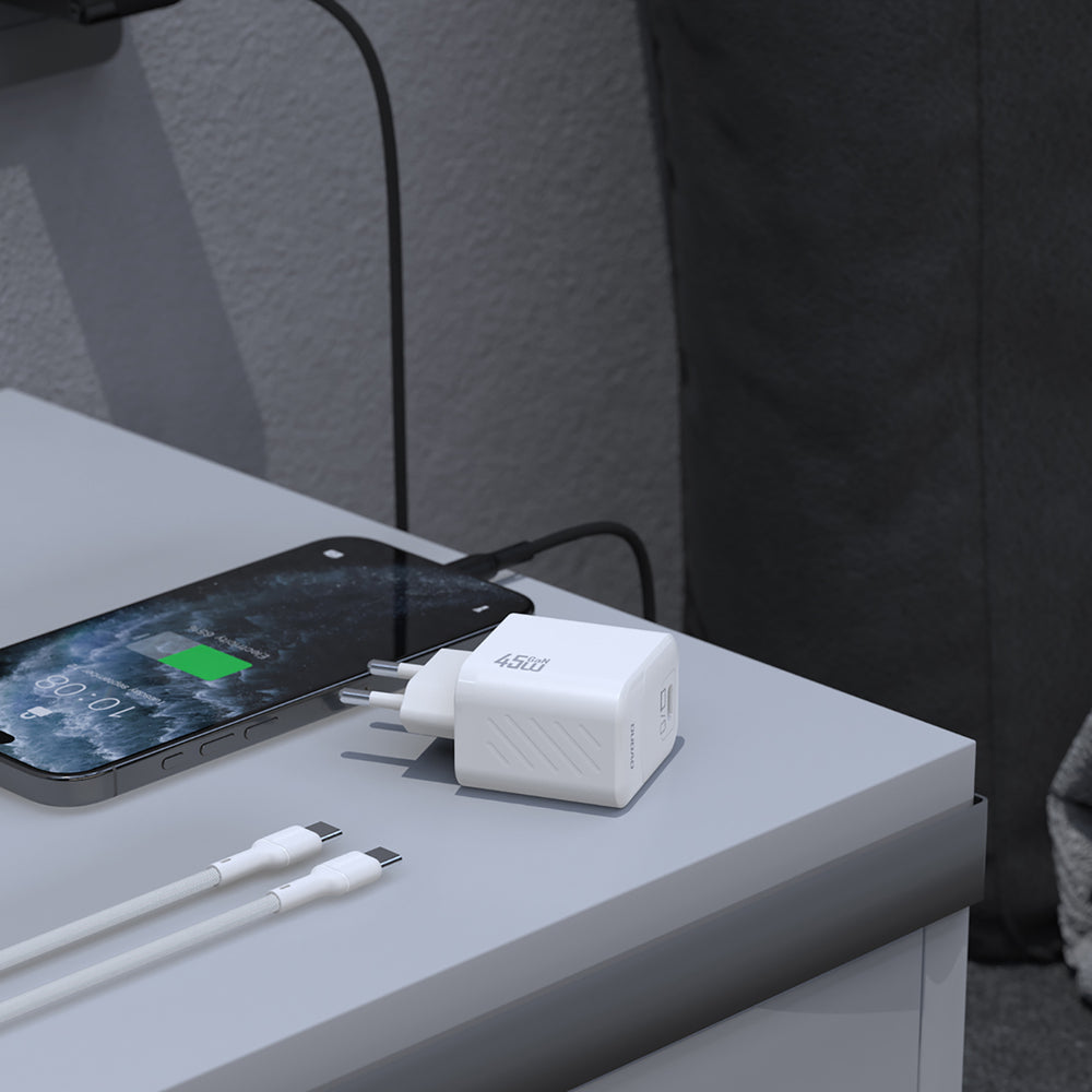 Dudao A28C 45W GaN Wall Charger + USB-C Cable - sort