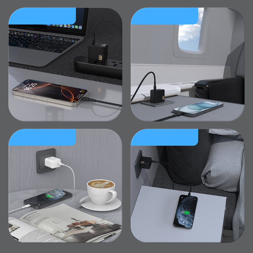 Dudao A28C 45W GaN Wall Charger + USB-C Cable - sort