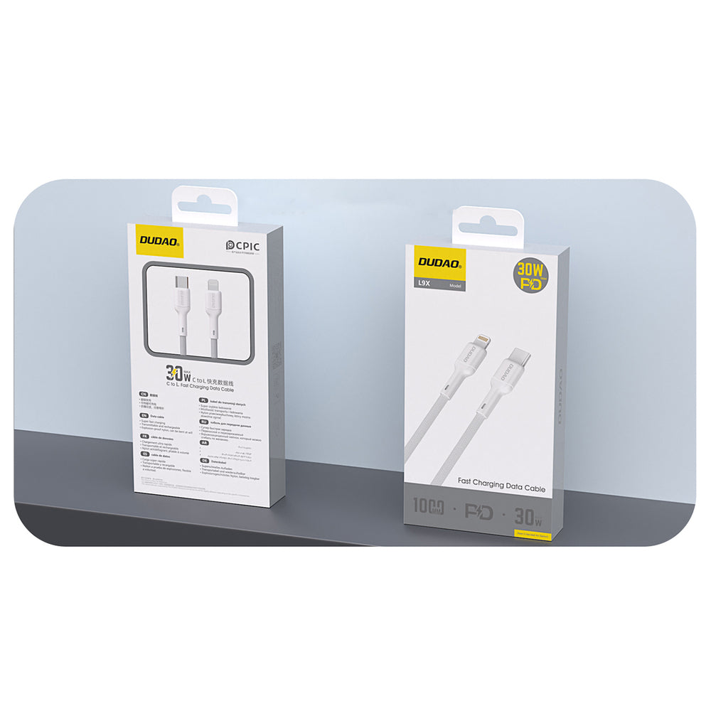 Dudao L9X 30W USB-C - Lightning Cable 1m - White
