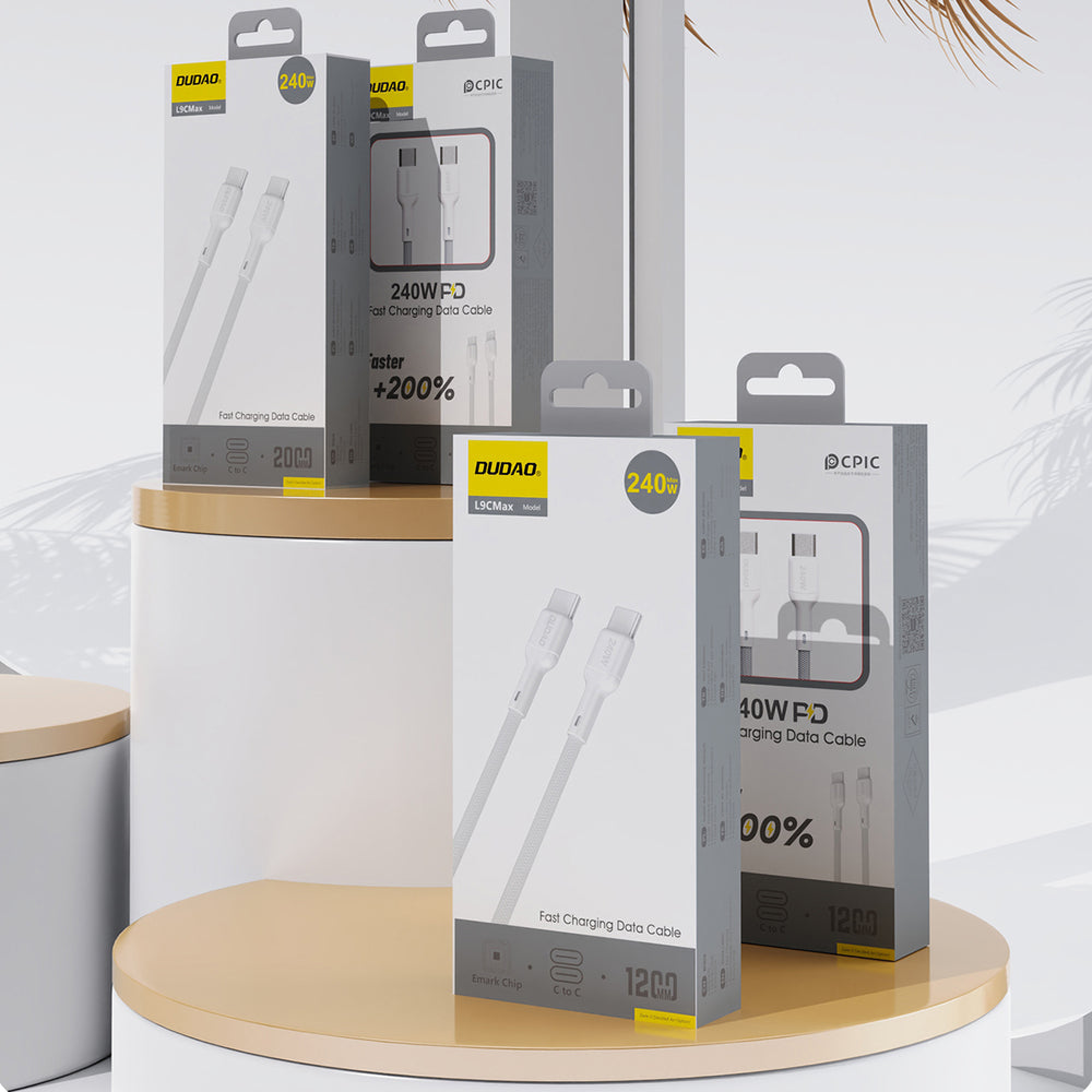 Dudao L9C Max 240W PD USB-C - USB-C-kabel 1,2 m - hvid