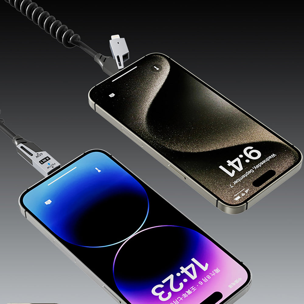 Dudao L20 Pro 4-i-1 USB-A / USB-C - Lightning / USB-C-kabel - sort