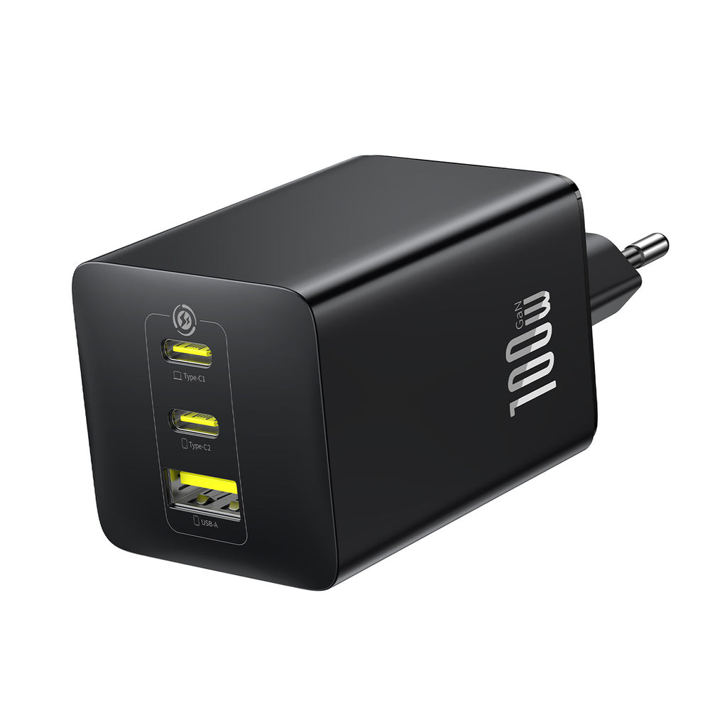 Baseus EnerFill FE11 100W Wall Charger 2 x USB-C + USB-A - sort