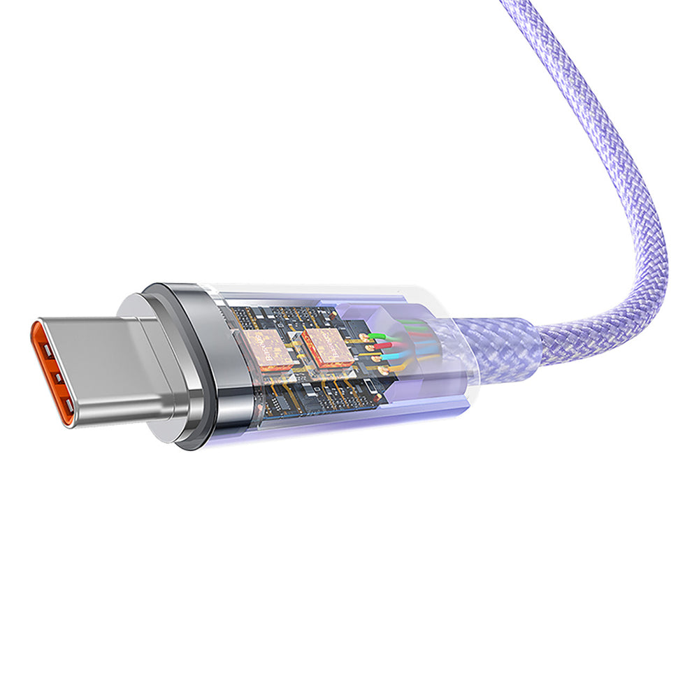 Baseus Explorer 100W USB-A - USB-C Cable with Intelligent Temperature Sensor 1m - Purple