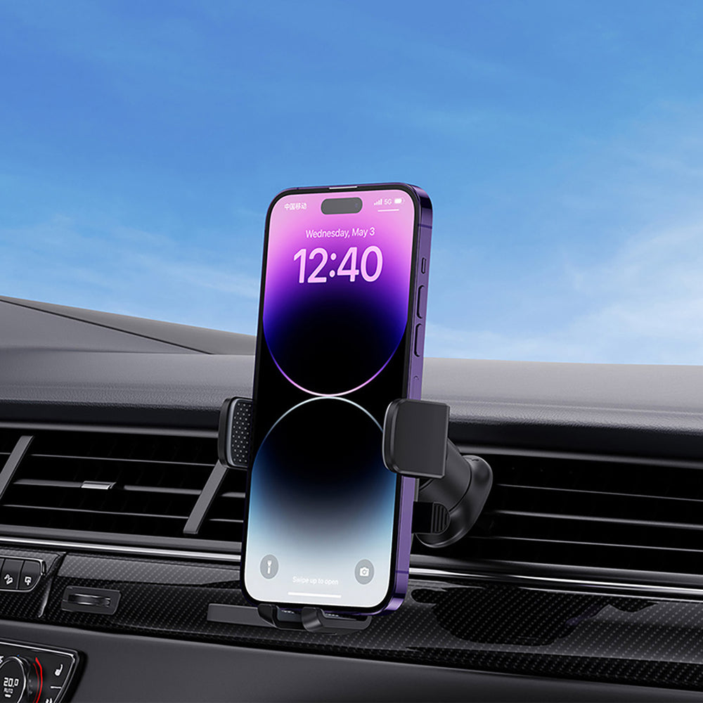 Baseus UltraControl Pro Clamp-on Car Holder with Suction Cup/Hook for Air Vent - Black