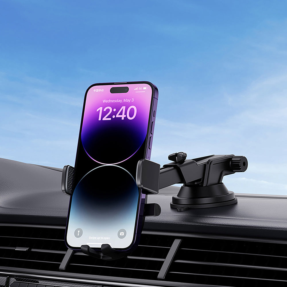 Baseus UltraControl Pro Clamp-on Car Holder with Suction Cup/Hook for Air Vent - Black