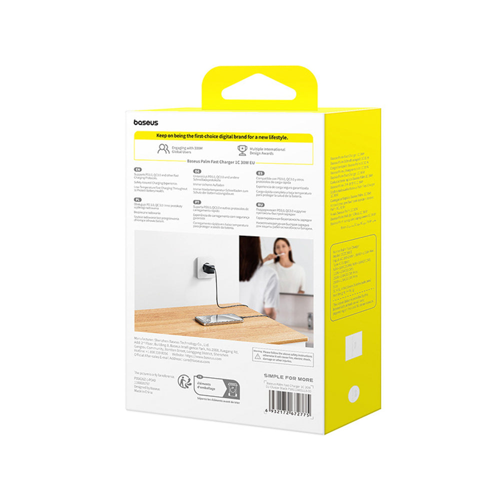 Baseus Palm 30W USB-C Wall Charger - sort