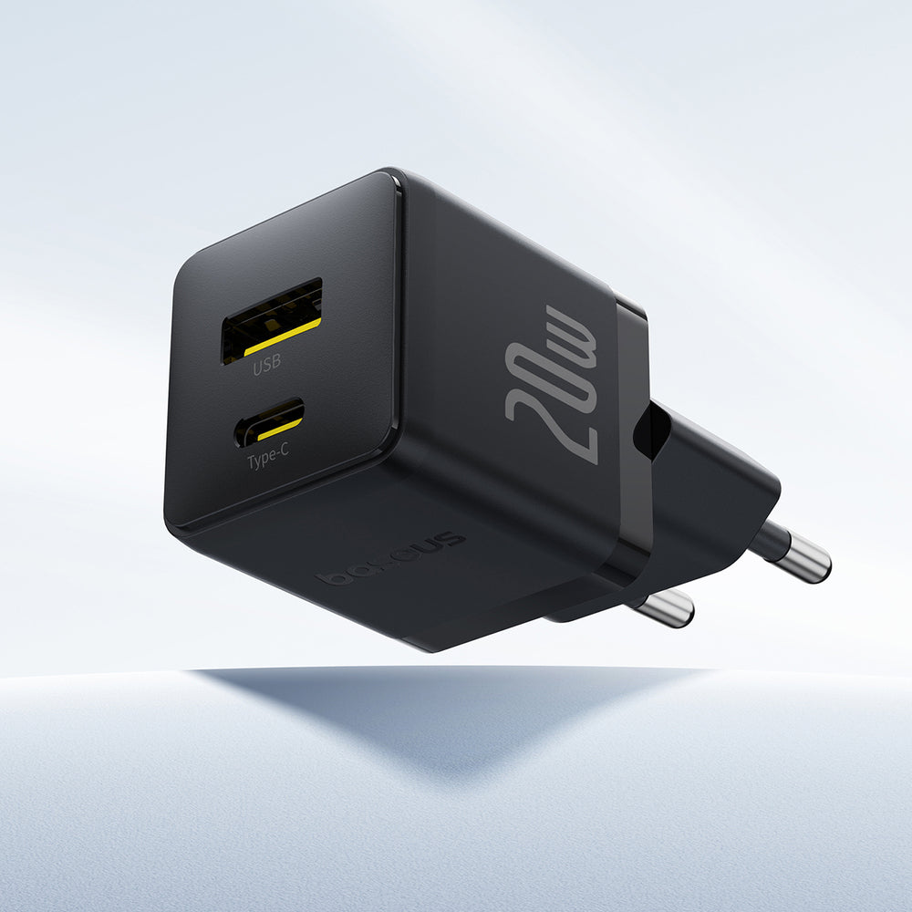Baseus Palm 20W USB-C USB-A Wall Charger - sort