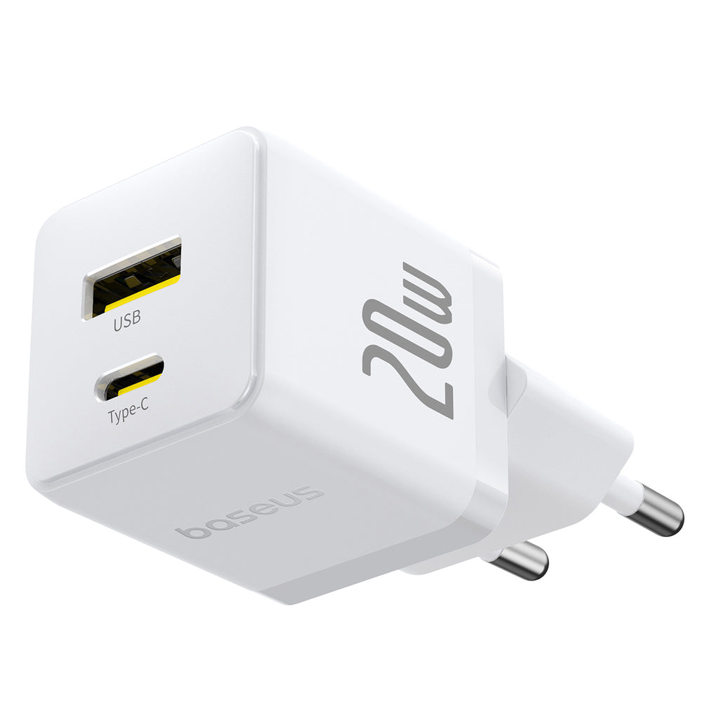 Baseus Palm 20W USB-C USB-A Wall Charger - hvid