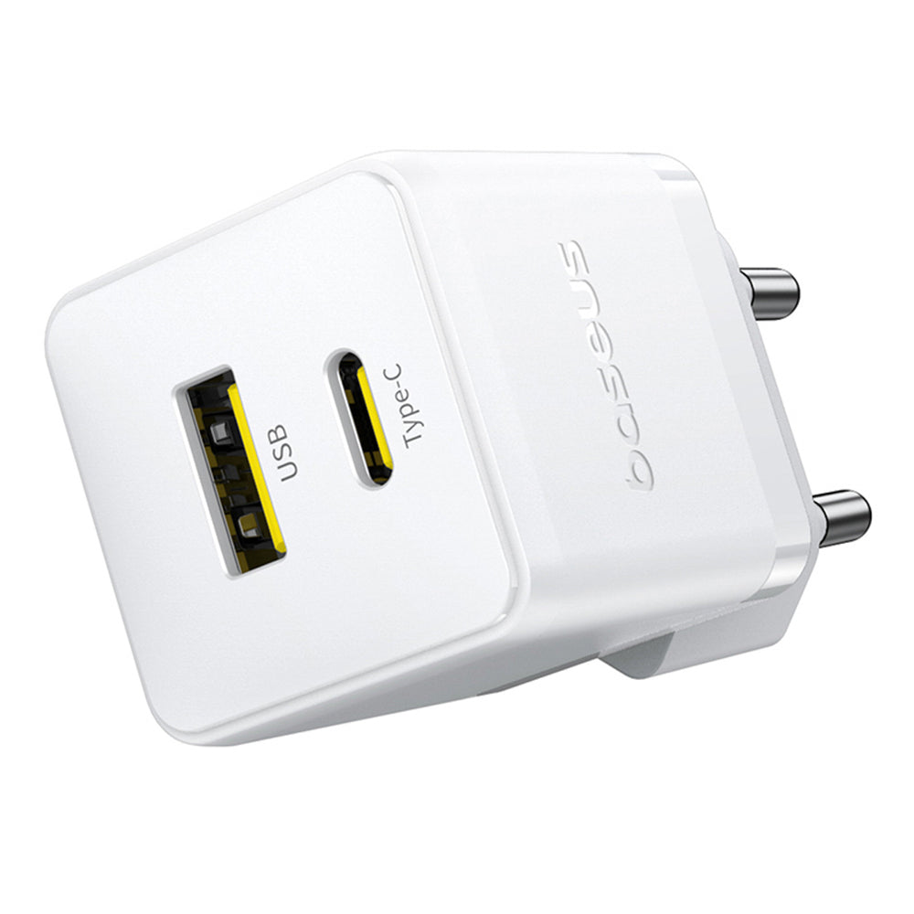 Baseus Palm 30W USB-C USB-A Wall Charger - hvid