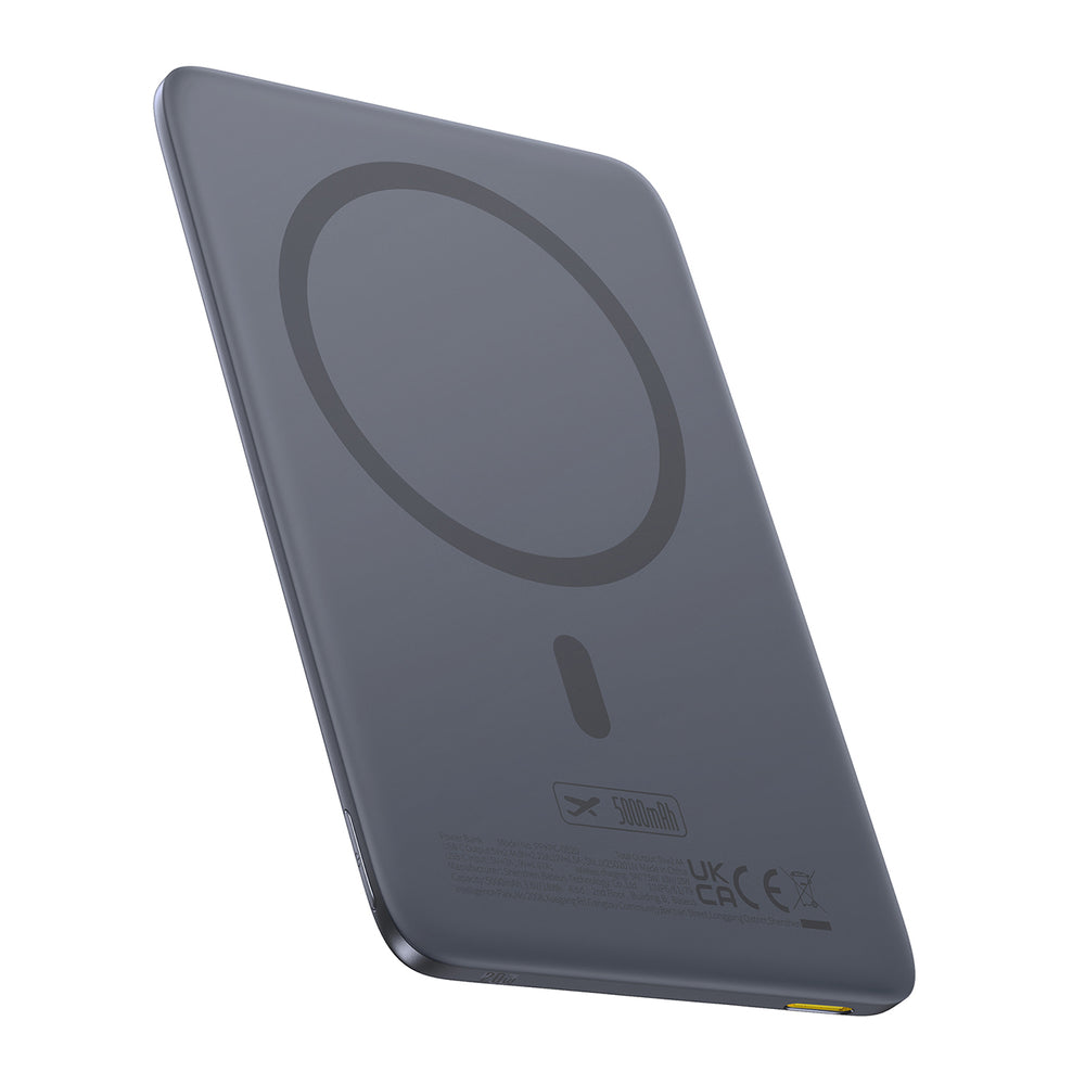 Baseus PicoGo AM41 5000mAh 20W Ultra-Thin MagSafe Kompatibel Power Bank med sort Baseus Simple USB-C 60W 30cm Kabel - Grå
