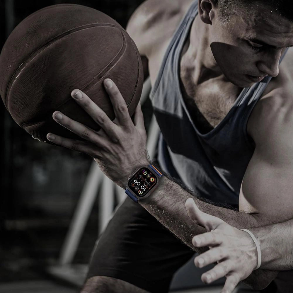 Tech-Protect Nylon Slip Strap til Apple Watch 44 / 45 / 46 / 49 mm - Navy Blue