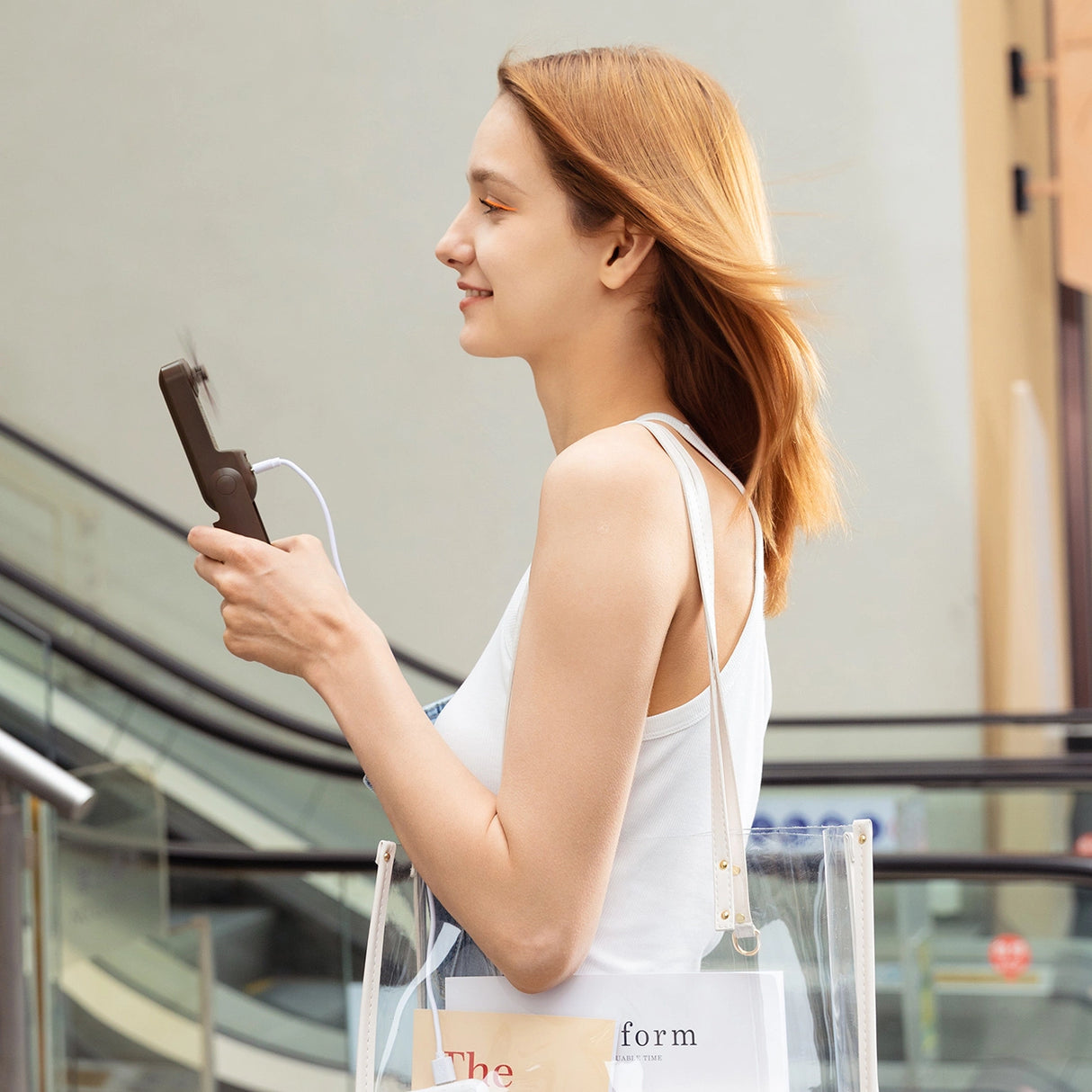 Jisulife håndholdt ventilator Life8 bærbar USB-ventilator med Power Bank-funktion 2000mAh og lommelygte - brun