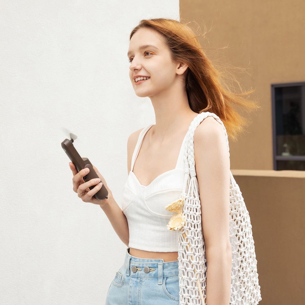 Jisulife håndholdt ventilator Life8 Plus Portable USB-ventilator med Power Bank-funktion 4500mAh og lommelygte - Brunt