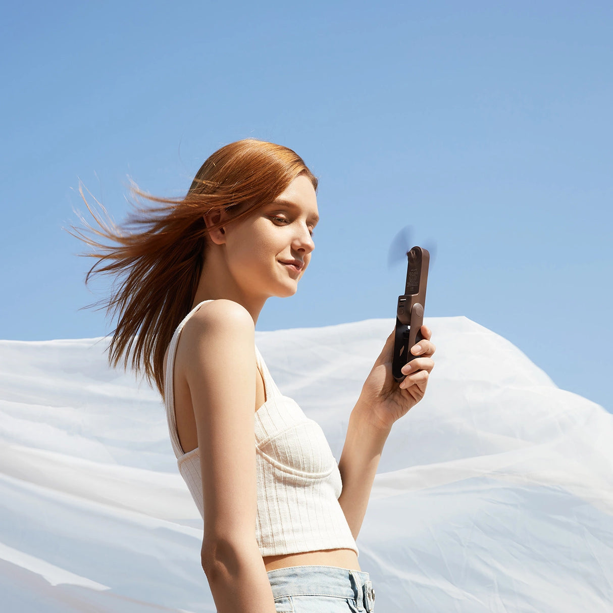 Jisulife håndholdt ventilator Life8 Plus Portable USB-ventilator med Power Bank-funktion 4500mAh og lommelygte - Brunt