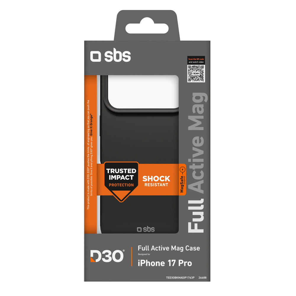 SBS Full Active Mag Case with D3O Technology for iPhone 17 Pro - Black