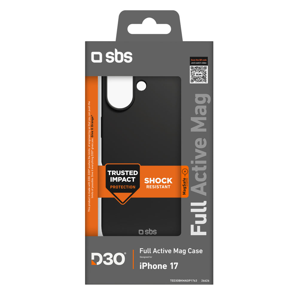 SBS Full Active Mag Case with D3O Technology for iPhone 17 - Black