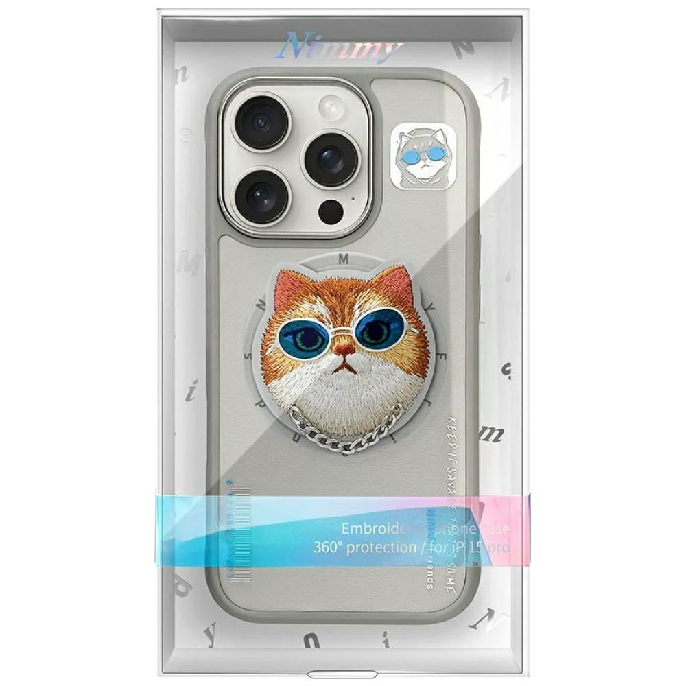 Nimmy Glasses Cool Cat MagSafe Case for iPhone 16 Pro - Gray