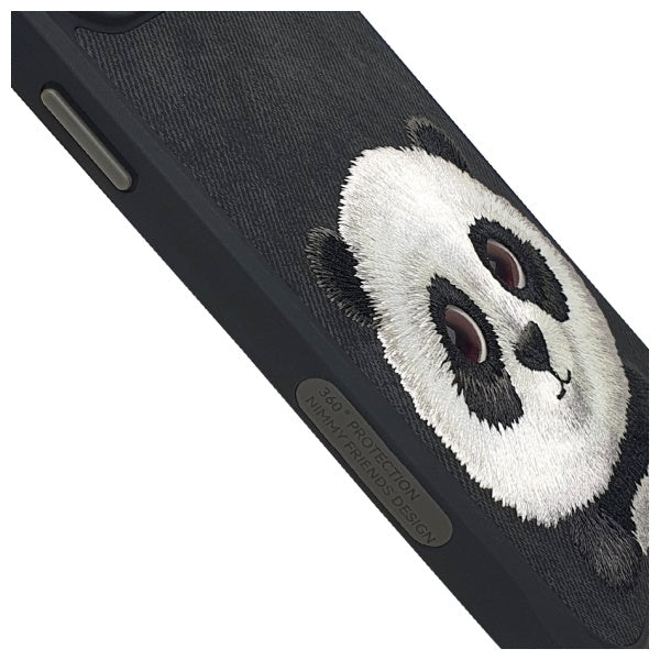 Nimmy Big Eyed Pet 2.0 Panda fodtøj til iPhone 15 Pro - sort