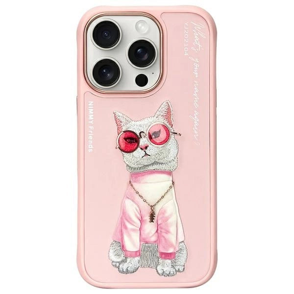 Nimmy Briller Cool Cat Case til iPhone 16 Pro - Pink