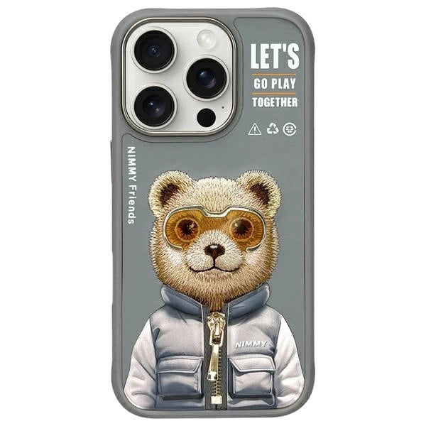 Nimmy Cool&Cute 2.0 Bear Case til iPhone 16 Pro Max - Grå